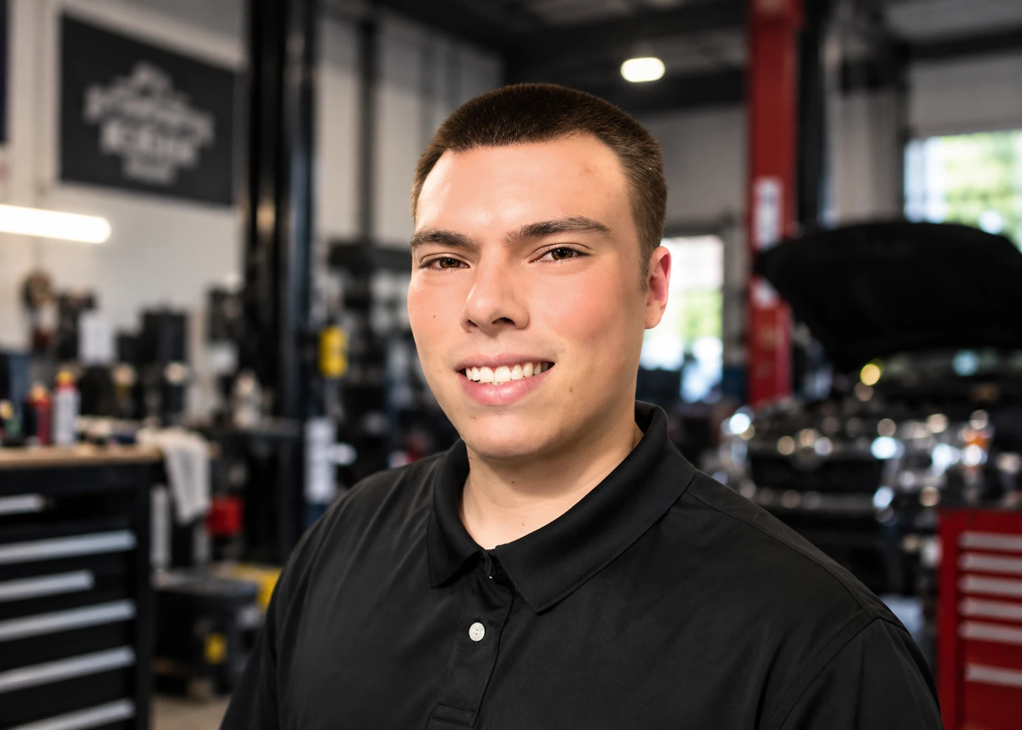 Griffis Automotive team member Chance in the auto repair shop